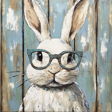 Easter Sign, Bunny in Glasses,, DCO-12631, Sign For Wreath, 10x10